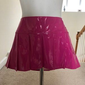 Large Allure Pink Mini Pleated Pleather Skirt